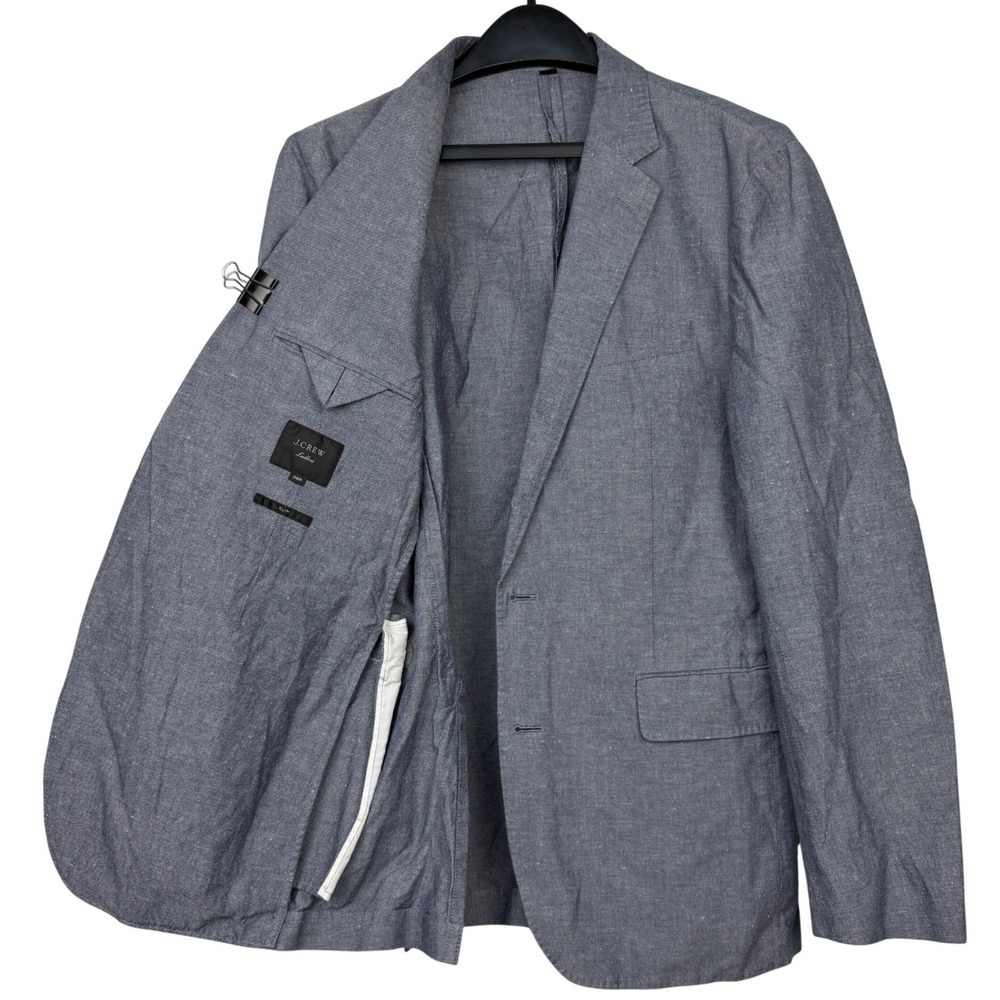 J.Crew Ludlow Blazer Mens 38R Slim Baird McNutt LINEN Cotton Coat Blue Chambray